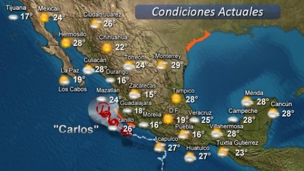 Huracán Carlos avanza en las costas del Occidente Huracán Carlos avanza en las costas del Occidente